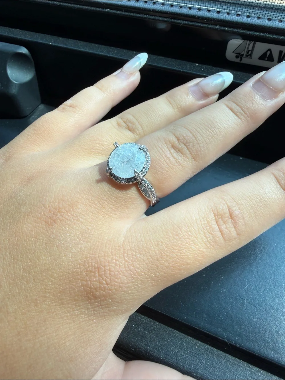 Sterling Silver White Ice Crystal Halo Ring
